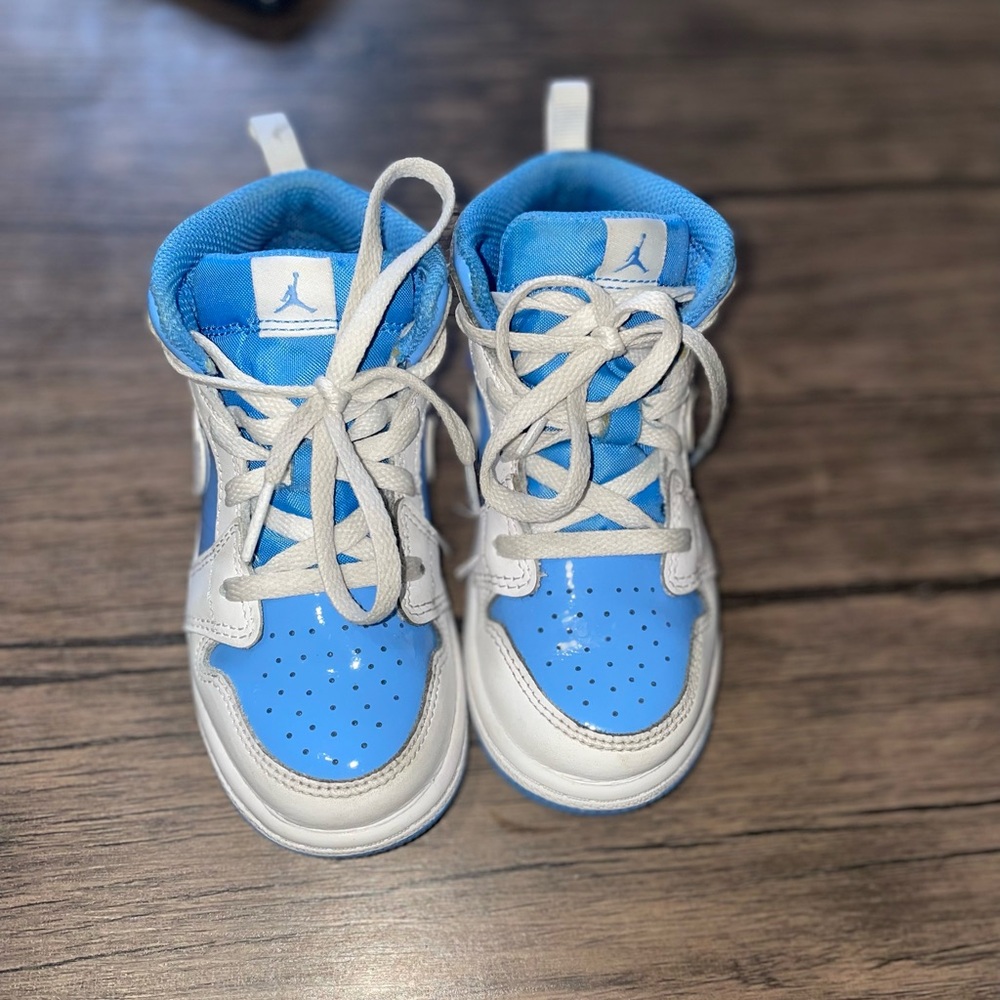 Jordans Kids Blue and White Sneakers